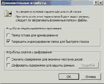 Установка атрибута сжатия